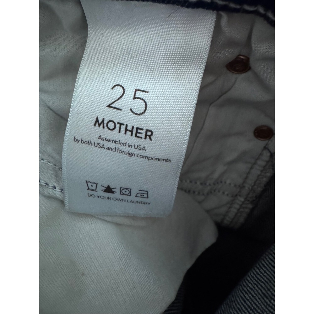 MOTHER Jeans THE PONYBOY Echoes Blue Straight Stretch Distressed Wide Cuff Sz 25 - Picture 7 of 10